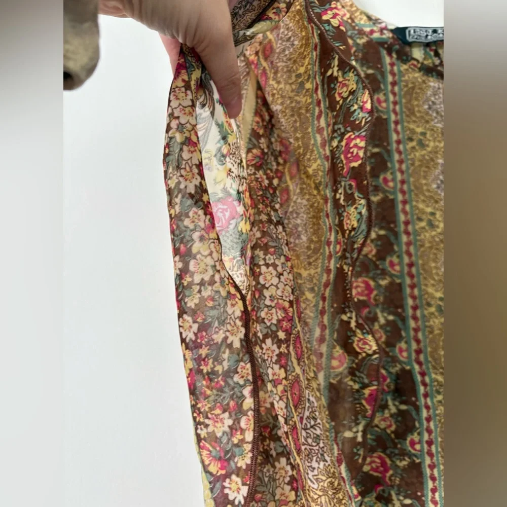 Last Kiss Boho Paisley Sheer Butterfly Sleeve Blouse M Fairy Cottagecore Forest - Picture 9 of 12